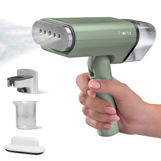 Pionix Handheld Garment Steamer - Foldable Handheld Steamer Clothes, 2-in-1 Horizontal & Vertical Fabric Steamer, Portable Hand Held Steamers for Clothes, 1000W Steam Press for Home & Travel - Green