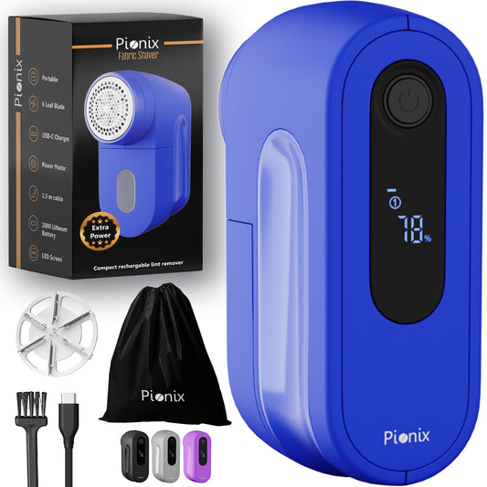Pionix Fabric Shaver, Sweater Shavers to Remove Pilling, High-Perf Defuzzer, Rechargeable Electric Lint Shaver for Fuzz and Lint Balls from Clothing, Upholstery, Bedding (candy blue)